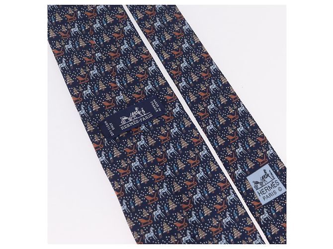 Hermès HERMES Necktie Silk Navy Auth 206433M Navy blue - view 11