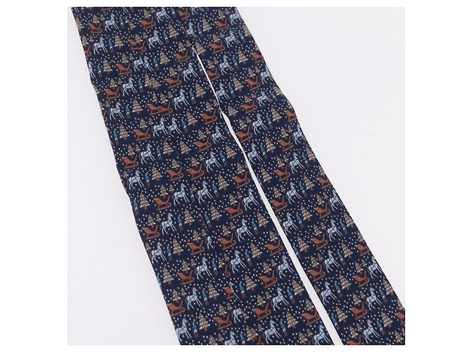 Hermès HERMES Necktie Silk Navy Auth 206433M Navy blue - view 12
