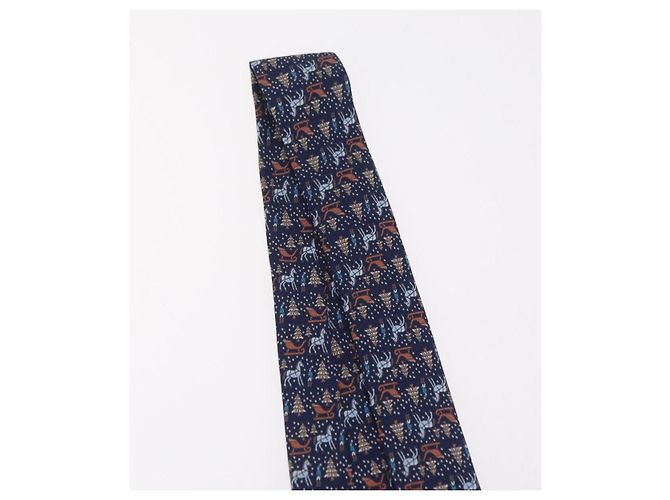 Hermès HERMES Necktie Silk Navy Auth 206433M Navy blue - view 15