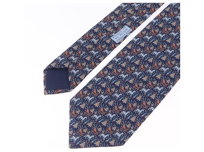 Hermès HERMES Necktie Silk Navy Auth 206433M Navy blue - view 3