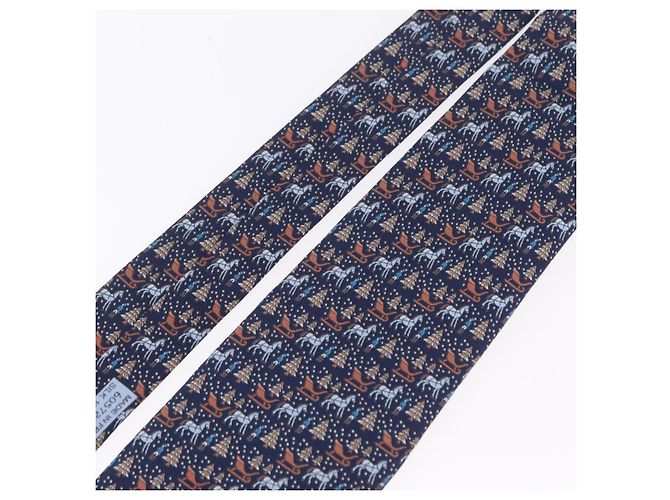 Hermès HERMES Necktie Silk Navy Auth 206433M Navy blue - view 4