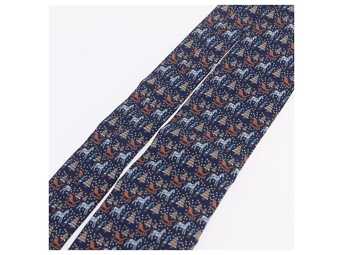 Hermès HERMES Necktie Silk Navy Auth 206433M Navy blue - view 5