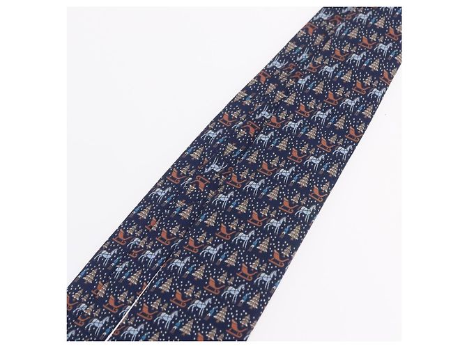 Hermès HERMES Necktie Silk Navy Auth 206433M Navy blue - view 6