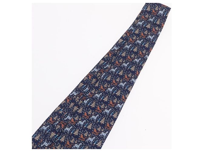 Hermès HERMES Necktie Silk Navy Auth 206433M Navy blue - view 7