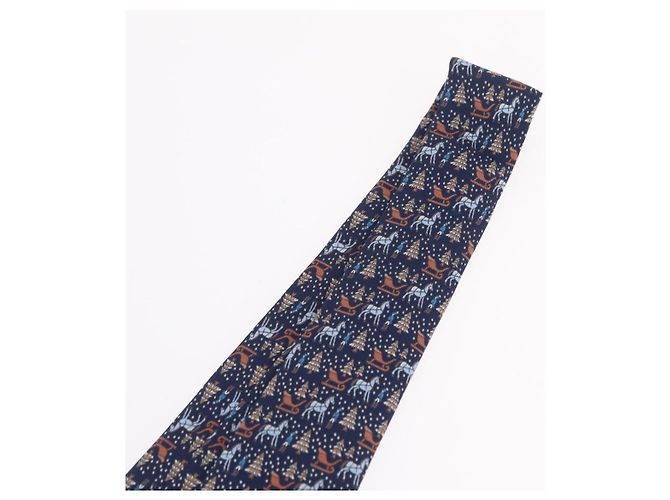 Hermès HERMES Necktie Silk Navy Auth 206433M Navy blue - view 8
