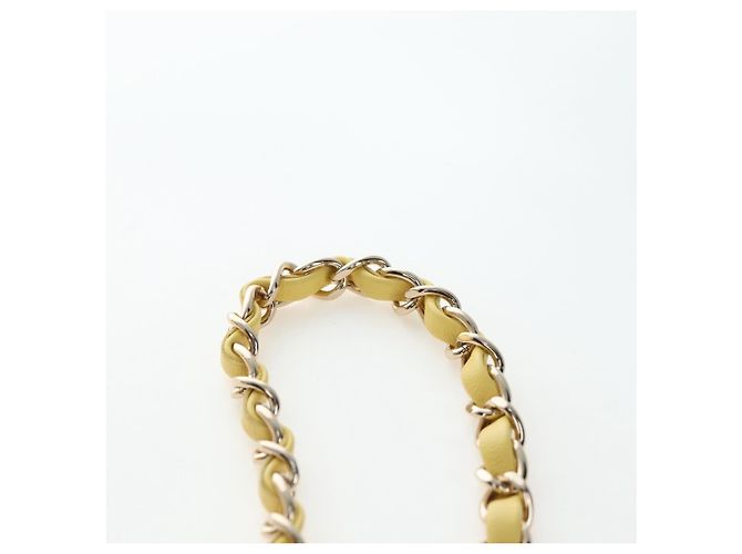 Bolso de hombro CHANEL Mini Matelasse con cadena en Tweed Yellow Gold CC Auth BA16205SM Amarillo - vista 14