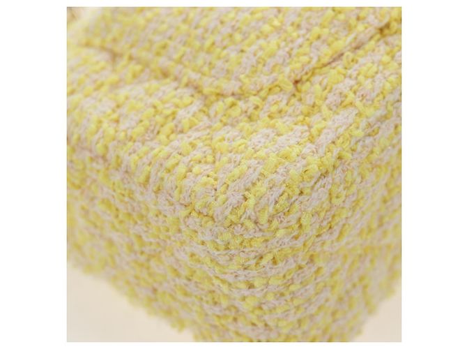 Bolso de hombro CHANEL Mini Matelasse con cadena en Tweed Yellow Gold CC Auth BA16205SM Amarillo - vista 17