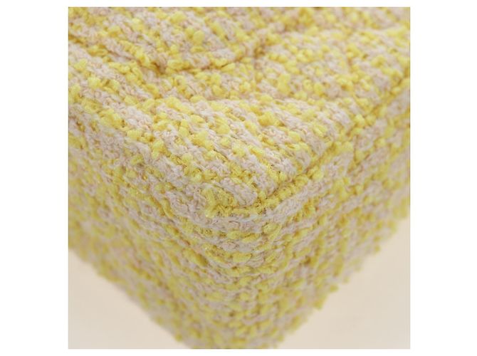 Bolso de hombro CHANEL Mini Matelasse con cadena en Tweed Yellow Gold CC Auth BA16205SM Amarillo - vista 18