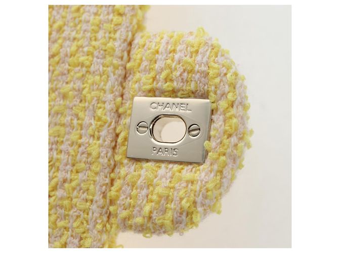 Bolso de hombro CHANEL Mini Matelasse con cadena en Tweed Yellow Gold CC Auth BA16205SM Amarillo - vista 22