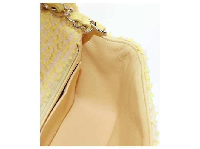Bolso de hombro CHANEL Mini Matelasse con cadena en Tweed Yellow Gold CC Auth BA16205SM Amarillo - vista 25
