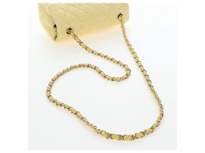 Bolso de hombro CHANEL Mini Matelasse con cadena en Tweed Yellow Gold CC Auth BA16205SM Amarillo - vista 7