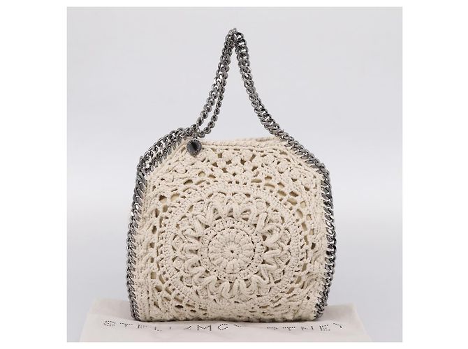 Stella Mc Cartney Stella McCartney Borsa a tracolla con catena Falabella Knit 2way Ivory Auth 200538V Argento Crudo - vista 12
