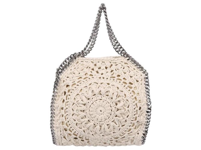 Stella Mc Cartney Stella McCartney Borsa a tracolla con catena Falabella Knit 2way Ivory Auth 200538V Argento Crudo - vista 13