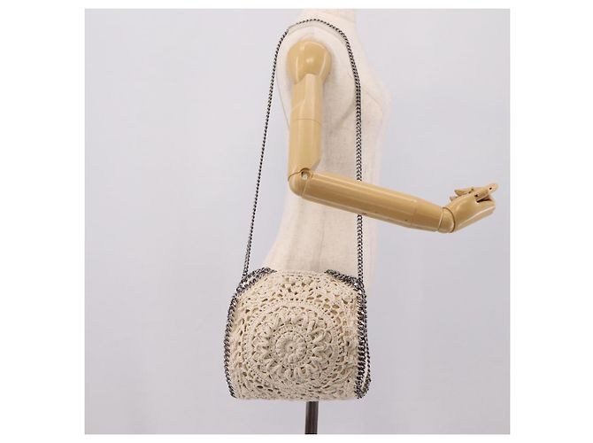 Stella Mc Cartney Stella McCartney Borsa a tracolla con catena Falabella Knit 2way Ivory Auth 200538V Argento Crudo - vista 23