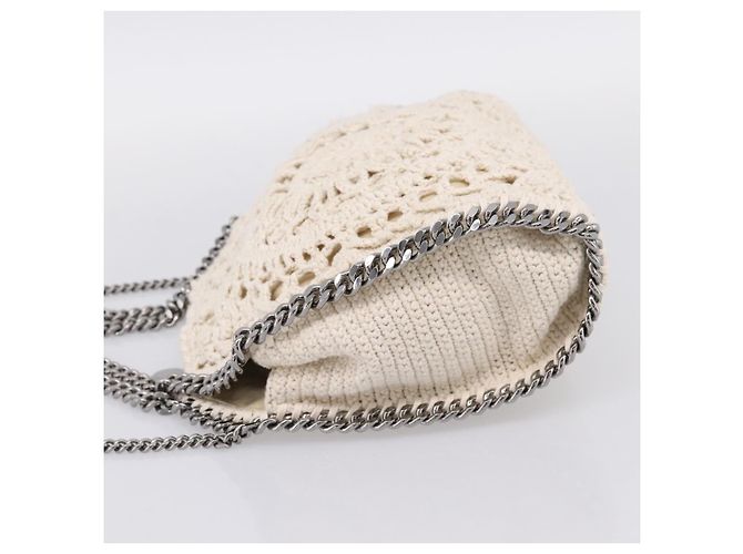 Stella Mc Cartney Stella McCartney Borsa a tracolla con catena Falabella Knit 2way Ivory Auth 200538V Argento Crudo - vista 3