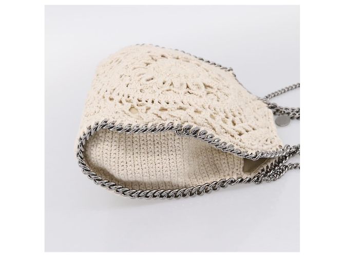 Stella Mc Cartney Stella McCartney Borsa a tracolla con catena Falabella Knit 2way Ivory Auth 200538V Argento Crudo - vista 4