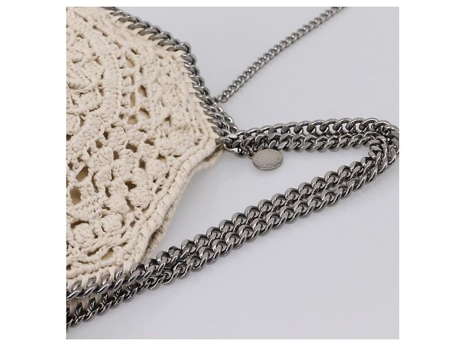 Stella Mc Cartney Stella McCartney Borsa a tracolla con catena Falabella Knit 2way Ivory Auth 200538V Argento Crudo - vista 7