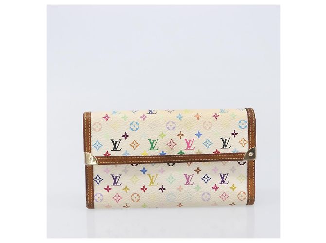 LOUIS VUITTON Cartera Larga Monogram Multicolor Set de 2 Blanca LV Auth BA16225 Blanco - vista 11