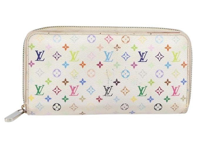 LOUIS VUITTON Cartera Larga Monogram Multicolor Set de 2 Blanca LV Auth BA16225 Blanco - vista 2