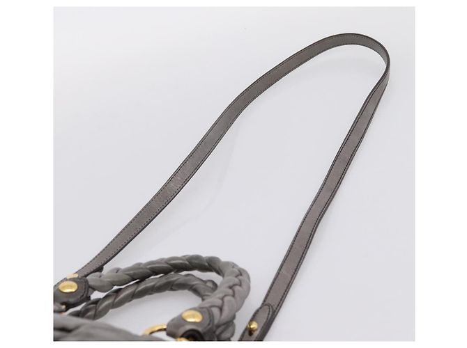 Borsa a mano Miu Miu Matelassé in pelle 2way Grigio Oro Auth 167718M Marrone D'oro - vista 15
