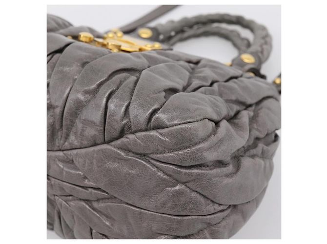 Borsa a mano Miu Miu Matelassé in pelle 2way Grigio Oro Auth 167718M Marrone D'oro - vista 16