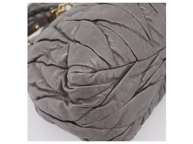 Borsa a mano Miu Miu Matelassé in pelle 2way Grigio Oro Auth 167718M Marrone D'oro - vista 19