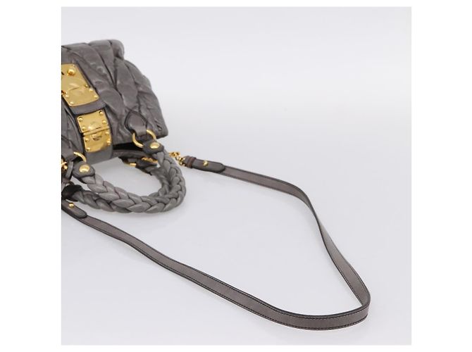 Borsa a mano Miu Miu Matelassé in pelle 2way Grigio Oro Auth 167718M Marrone D'oro - vista 8