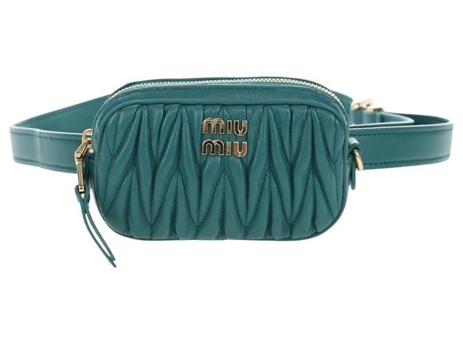 Borsa vita Miu Miu Matelassé in pelle Verde Oro Auth LN043M D'oro - vista 13