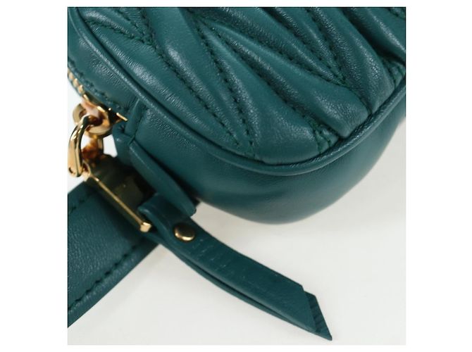 Borsa vita Miu Miu Matelassé in pelle Verde Oro Auth LN043M D'oro - vista 15