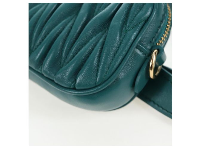 Borsa vita Miu Miu Matelassé in pelle Verde Oro Auth LN043M D'oro - vista 16