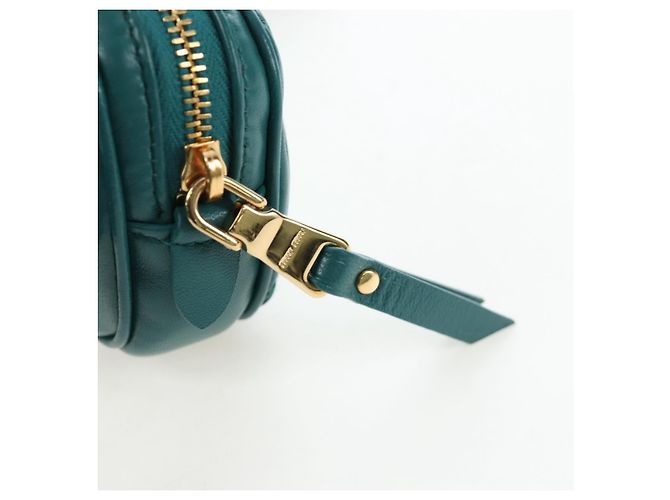 Borsa vita Miu Miu Matelassé in pelle Verde Oro Auth LN043M D'oro - vista 21