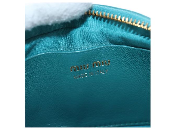 Borsa vita Miu Miu Matelassé in pelle Verde Oro Auth LN043M D'oro - vista 22