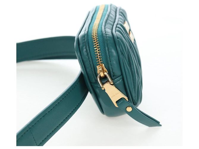 Borsa vita Miu Miu Matelassé in pelle Verde Oro Auth LN043M D'oro - vista 3