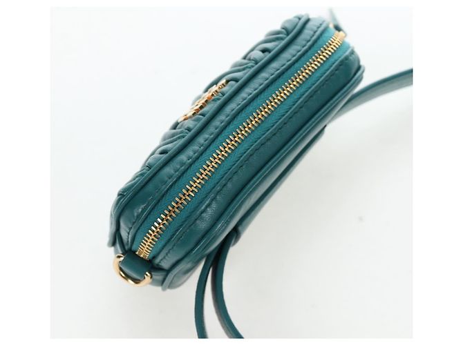 Borsa vita Miu Miu Matelassé in pelle Verde Oro Auth LN043M D'oro - vista 6