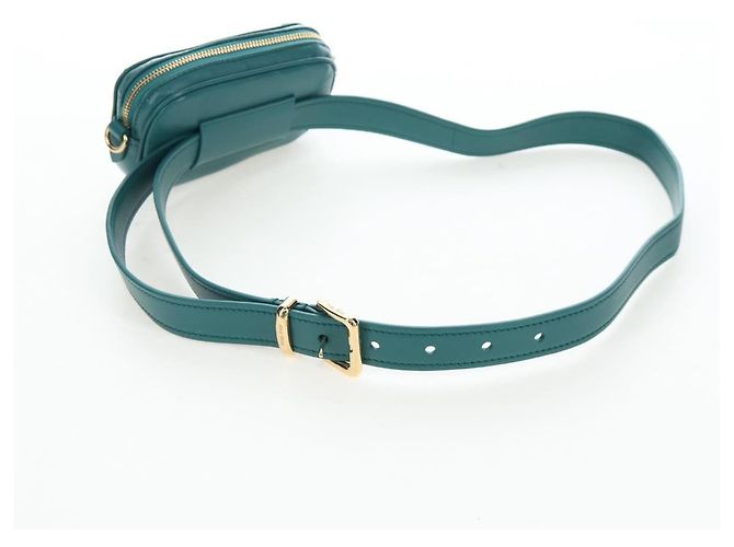 Borsa vita Miu Miu Matelassé in pelle Verde Oro Auth LN043M D'oro - vista 7