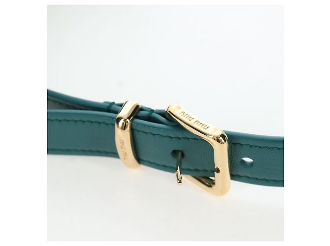 Borsa vita Miu Miu Matelassé in pelle Verde Oro Auth LN043M D'oro - vista 8