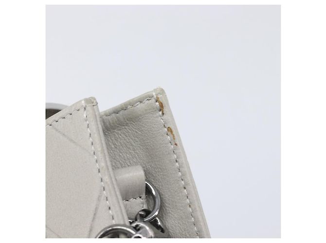 CHANEL Matelasse Mini Pouch Lamb Skin Gray Silver CC Auth 207566A Braun Silber - Ansicht 10
