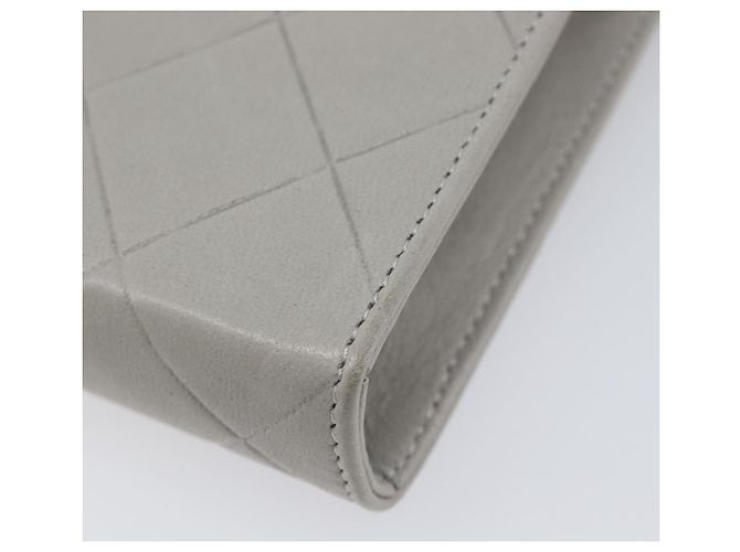 CHANEL Matelasse Mini Pouch Lamb Skin Gray Silver CC Auth 207566A Braun Silber - Ansicht 16