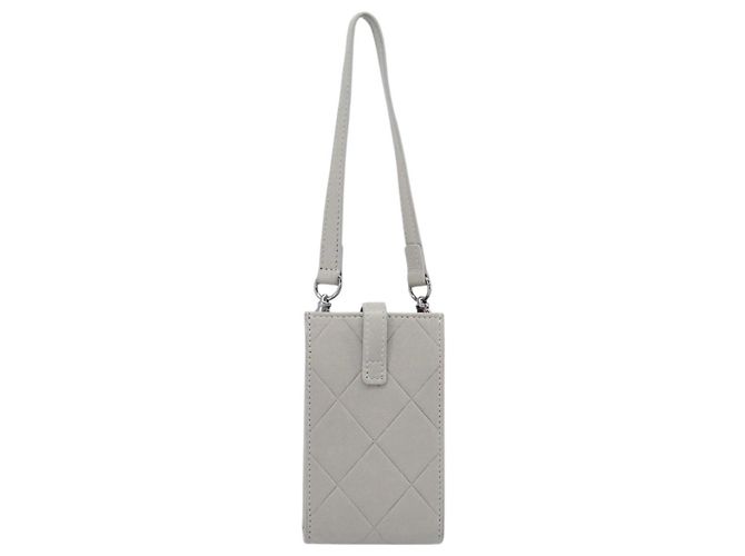 CHANEL Matelasse Mini Pouch Lamb Skin Gray Silver CC Auth 207566A Braun Silber - Ansicht 2