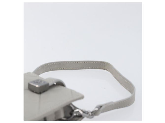 CHANEL Matelasse Mini Pouch Lamb Skin Gray Silver CC Auth 207566A Braun Silber - Ansicht 8