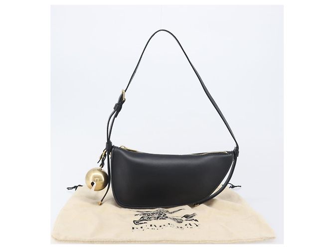 Bolsa de Ombro BURBERRY em Couro Preto e Dourado Auth BA16116A - vista 12