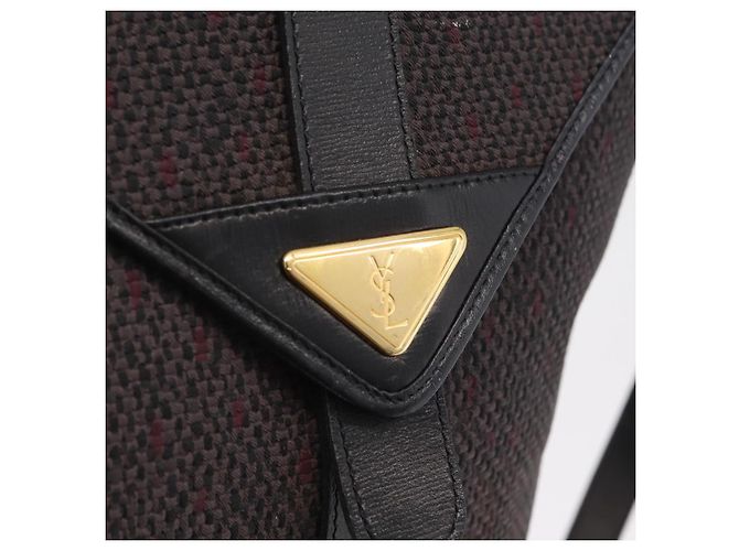 Autre Marque Borsa a tracolla Saint Laurent Canvas Black Gold Tone Auth ka6508 Nero - vista 21