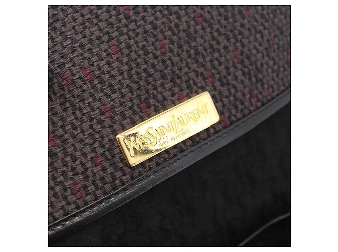 Autre Marque Borsa a tracolla Saint Laurent Canvas Black Gold Tone Auth ka6508 Nero - vista 23