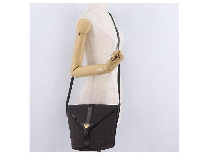 Autre Marque Borsa a tracolla Saint Laurent Canvas Black Gold Tone Auth ka6508 Nero - vista 27