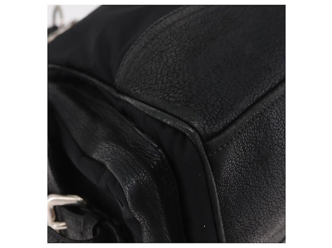Saco Tote PRADA Nylon Preto Prata Auth 207682 - vista 10