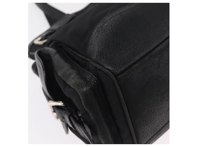 Saco Tote PRADA Nylon Preto Prata Auth 207682 - vista 16