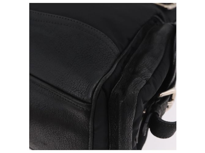 Saco Tote PRADA Nylon Preto Prata Auth 207682 - vista 17