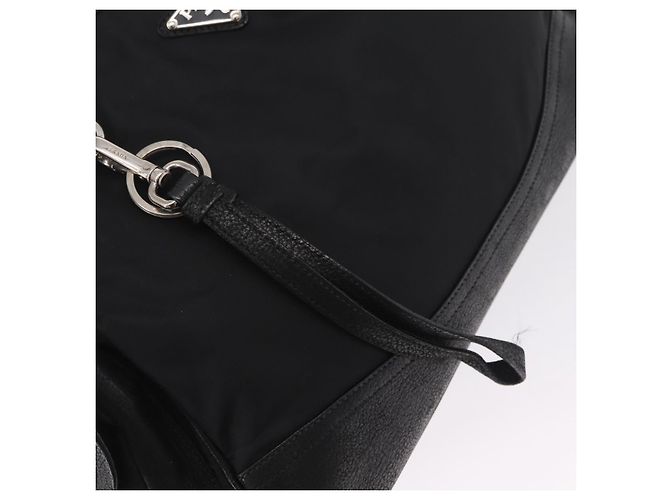 Saco Tote PRADA Nylon Preto Prata Auth 207682 - vista 19