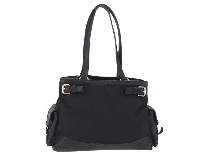 Saco Tote PRADA Nylon Preto Prata Auth 207682 - vista 2