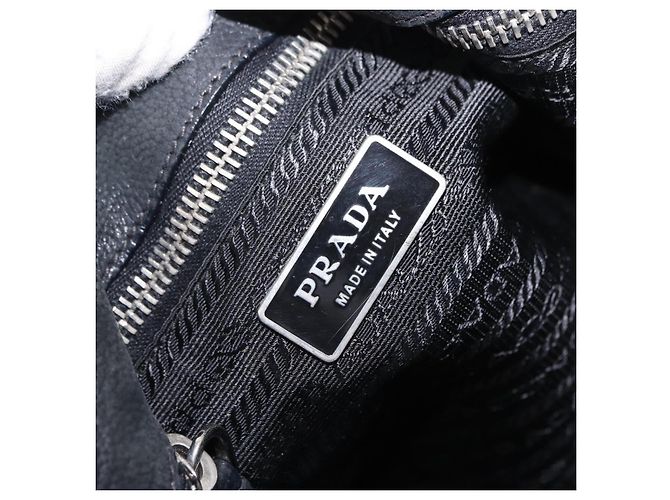 Saco Tote PRADA Nylon Preto Prata Auth 207682 - vista 20
